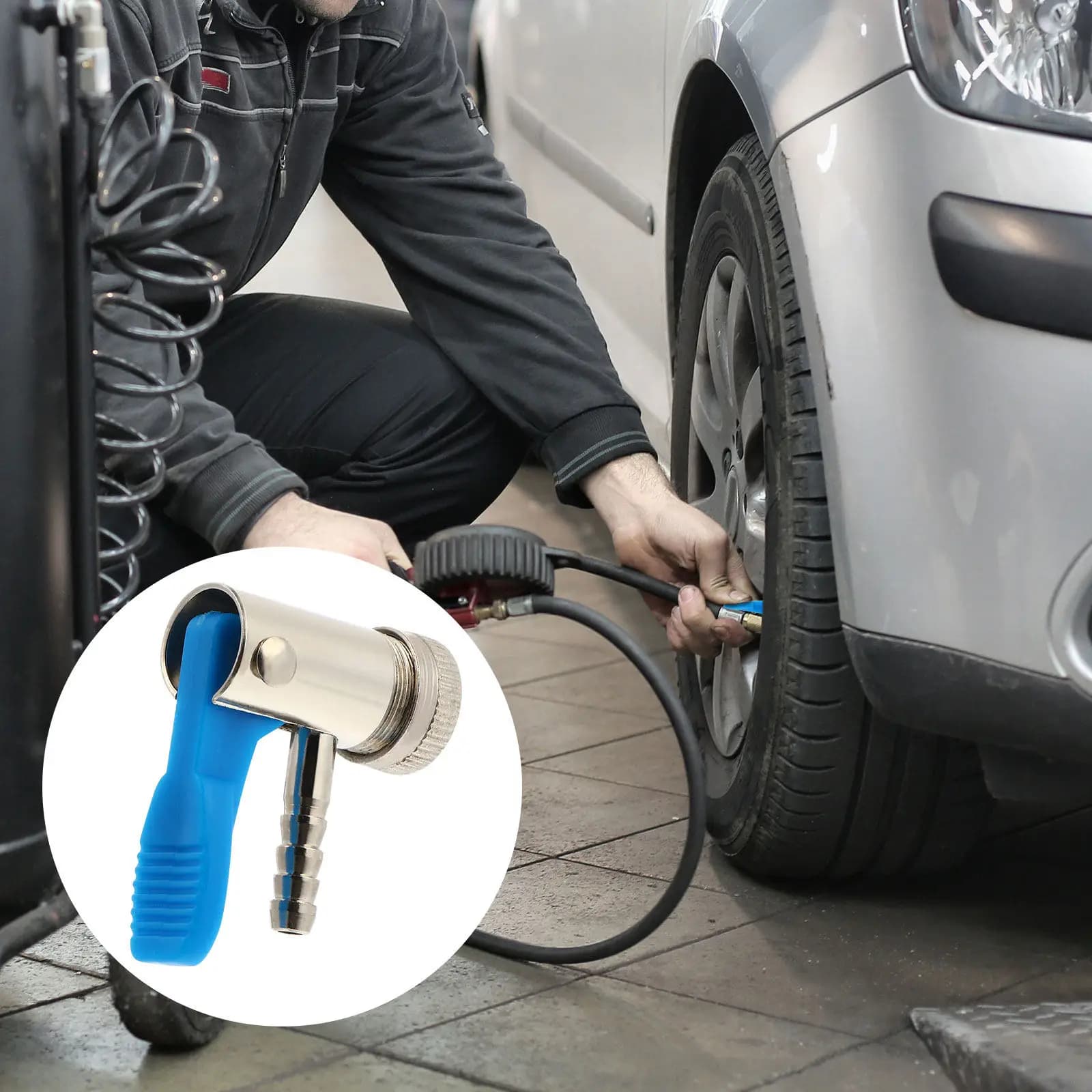 2 Pezzi Connettore Universale per Gonfiaggio Pneumatici, Clip per Tubo dell'Aria per Auto, Moto, Bici Elettrica, Attacco Rapido e Sicuro per Gonfiatore Pneumatici, Ricambio