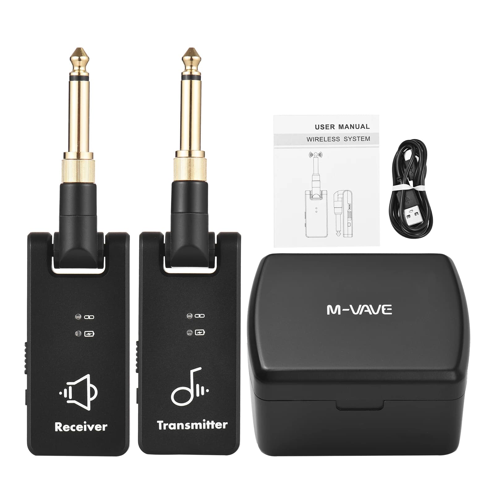 M-VAVE WP-8 Sistema di trasmissione wireless Ricevitore e trasmettitore per chitarra elettrica Batteria incorporata con scatola di ricarica per chitarra basso