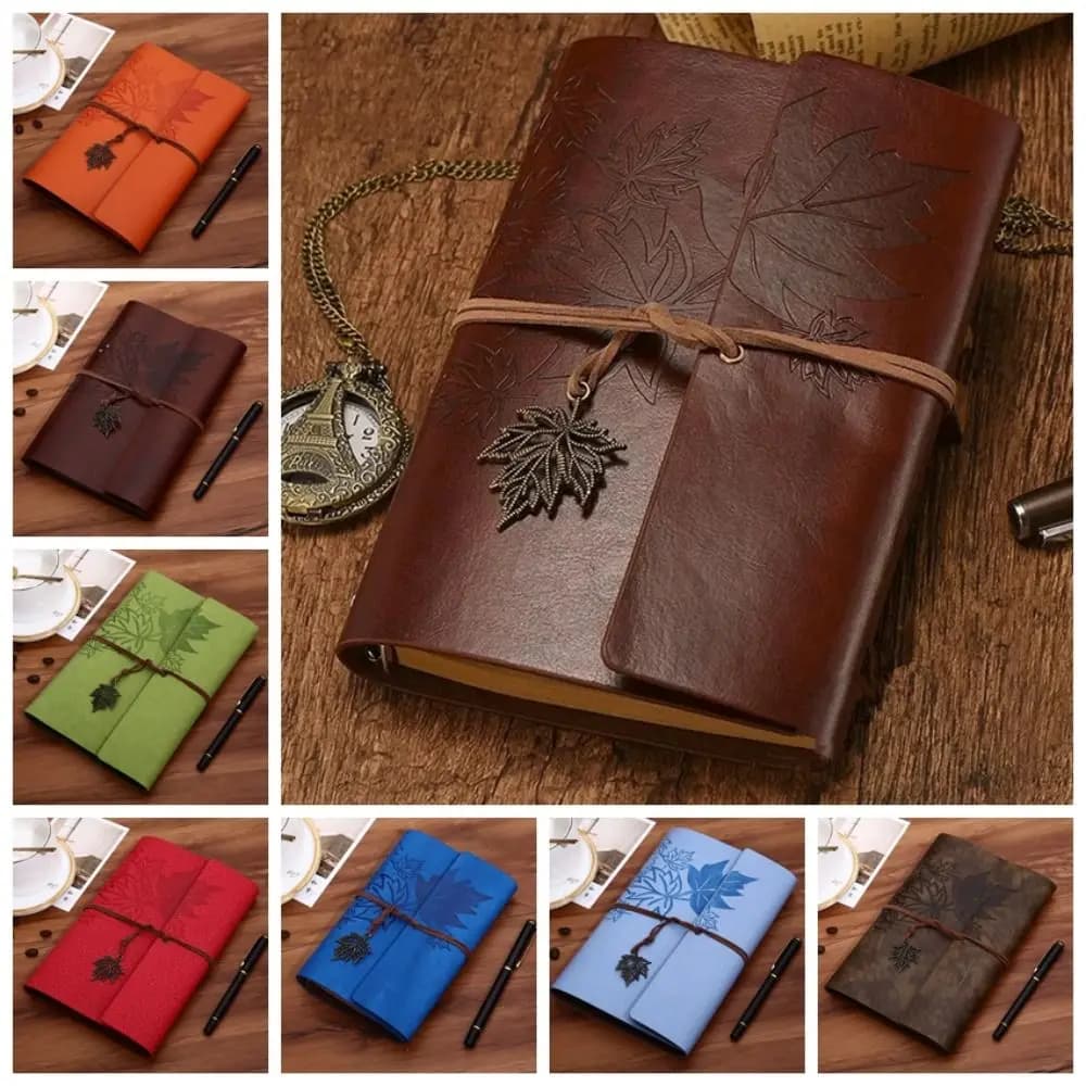 A7/A6/A5 Travelers Vintage Notebook Kraft Paper Blank Spiral Notebook PU Leather Binder Retro Notebook Journal Diary