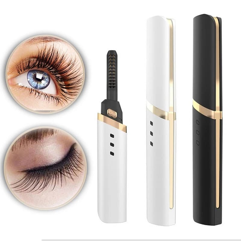 1081 all'ingrosso Private Label 3d magnetico con Mini set di trucco elettrico in oro rosa strumenti bigodino per ciglia riscaldato in plastica