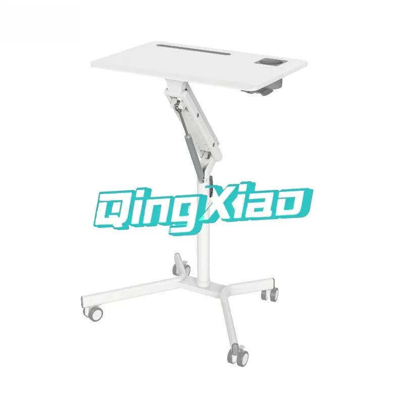 Scrivania mobile pieghevole con altezza regolabile pneumatica e ruote per laptop, ufficio domestico, comodino, divano, studio