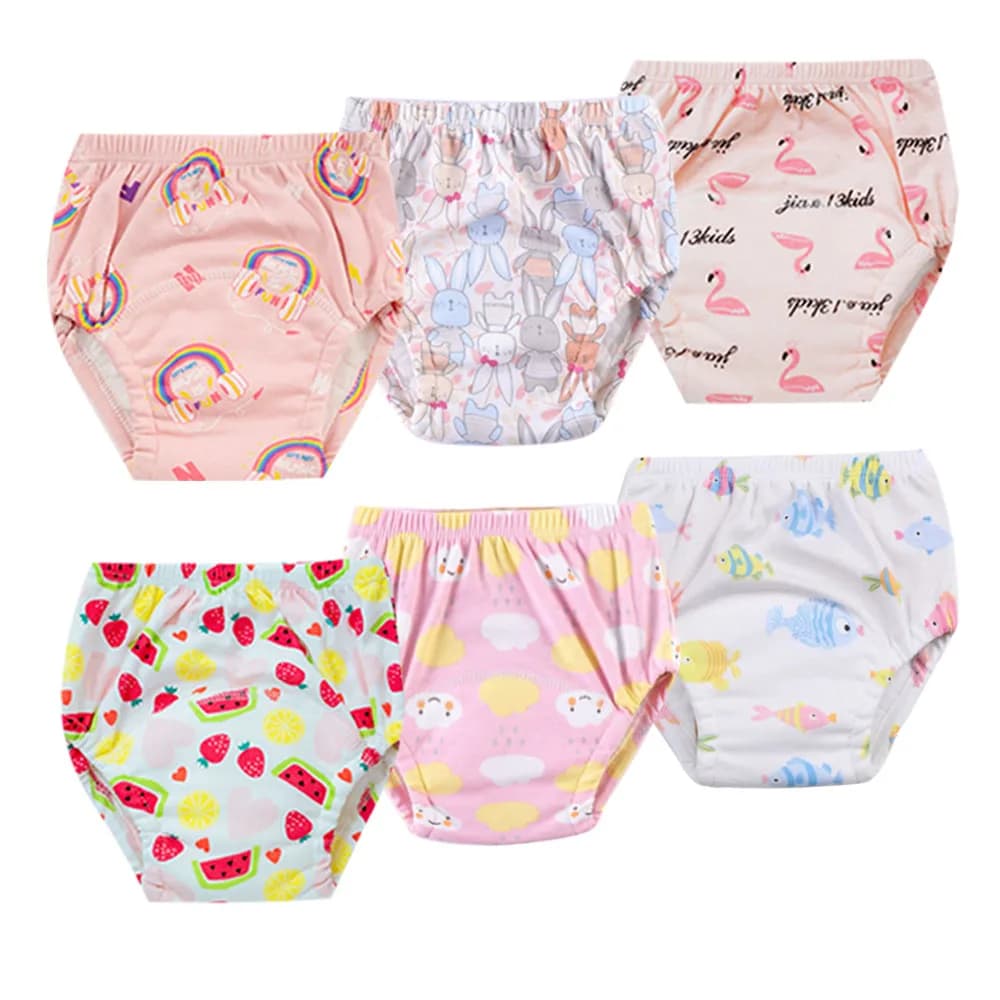 New Cute Cotton Potty Training Pants for Toddlers Washable Reusable Baby Learning Panties Cloth Diaper Nappy Changing Underwear