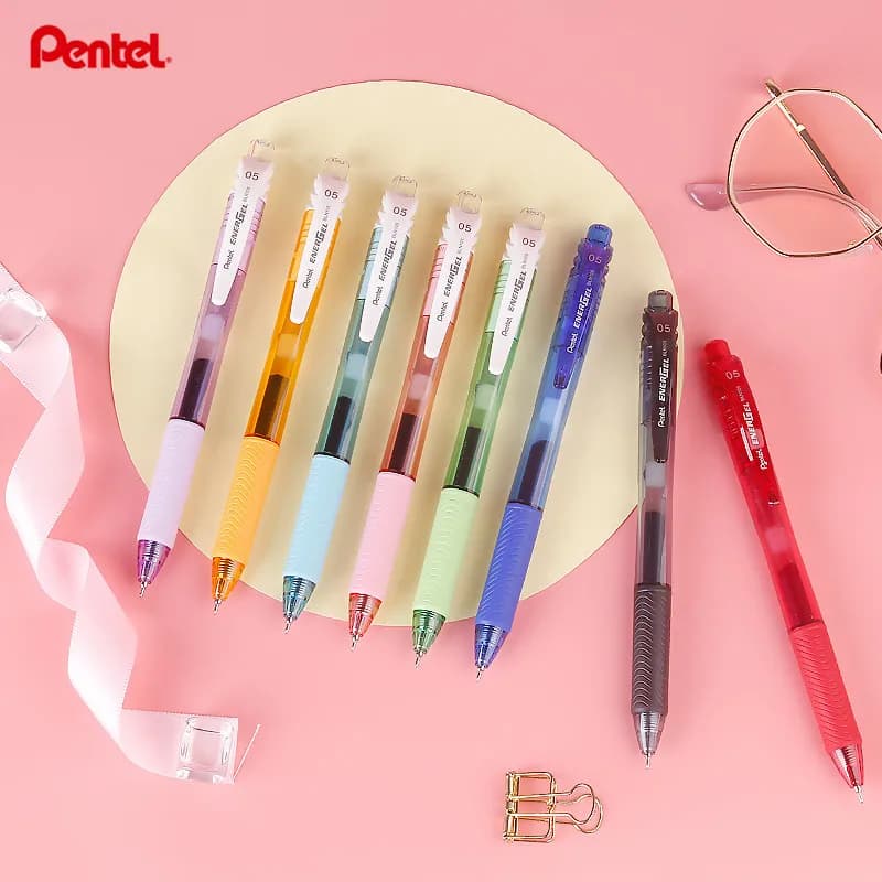 Pentel EnerGel penna Gel colorato liquido BLN105 penna ad asciugatura rapida stampa Rollerball 0.5mm penna ad ago in metallo forniture scolastiche per ufficio