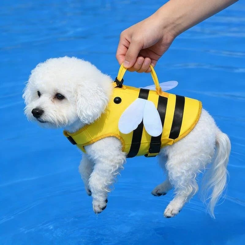 New 2026 Bee Costume Dog Swimming Vest Life Jacket Pet Swimwear Handheld Inflatable Ring Doggy Life Jacket Cool Sensation Summer