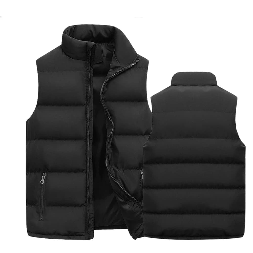 Gilet da Uomo Caldo Senza Maniche, Giacca Invernale Impermeabile con Cerniera, Cappotto Autunnale con Collo Rialzato, Gilet Casual di Marca