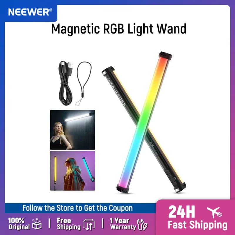 NEEWER Basics Bastone di illuminazione per tubo video portatile a LED con bacchetta magnetica RGB da 21 pollici con per lo streaming di fotografie in studio