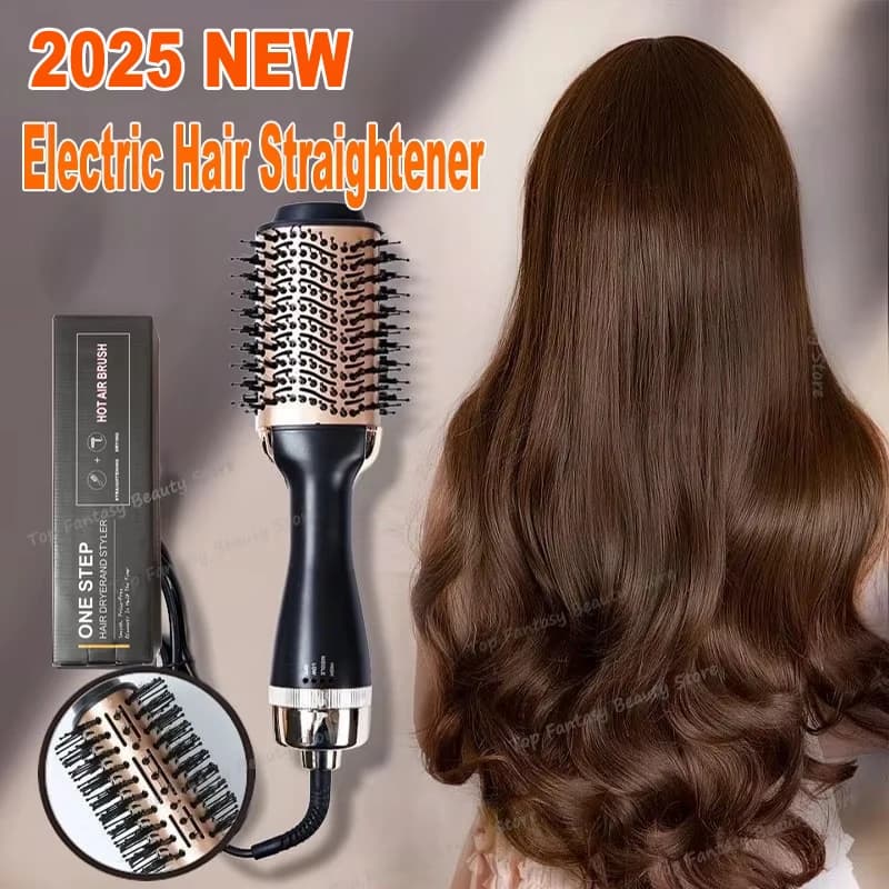 2025 Multi-functional hair plate Electric hot comb Soft comb without damaging dry and wet hair Straight double-use roll NEW