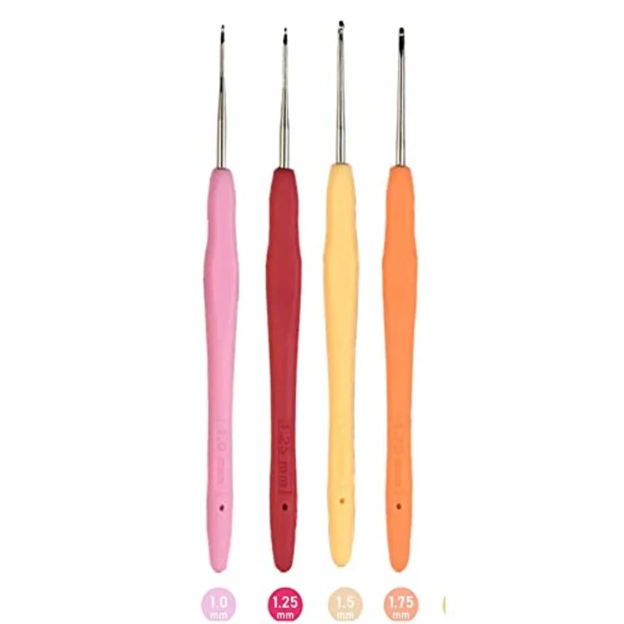 4 Pieces Small Sizes Crochet Hooks Hair Needles Lace Crochet Hooks 1 mm, 1.25 mm, 1.5 mm, 1.75 mm Ergonomic Soft Handle Thread