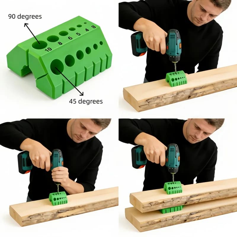 Portable 45° /90° Angle Drill Jig Precision Guide With Numerical Scale For Electric Drill Woodworking Beveled Joint Construction