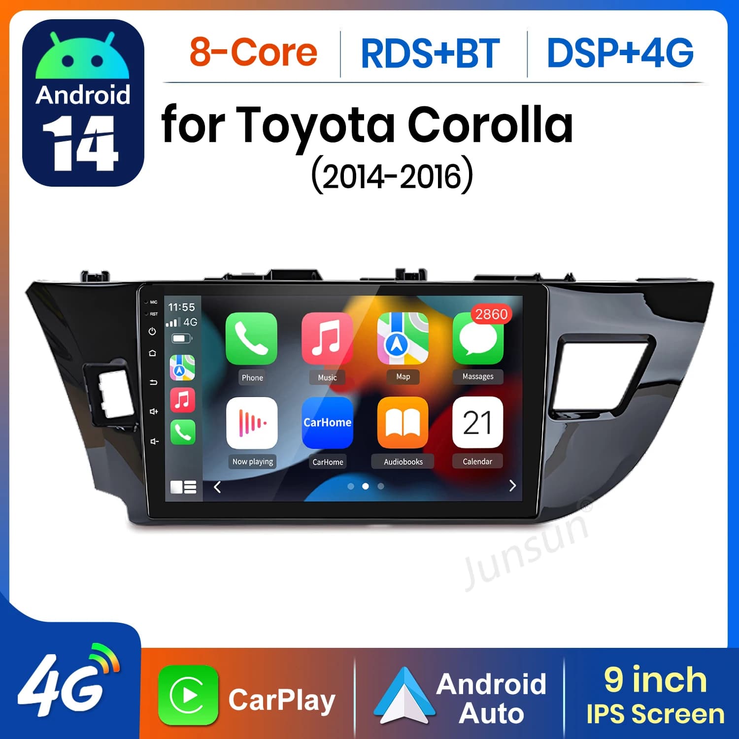 AWESAFE AI 4G LTE Wireless CarPlay Android Auto Autoradio Per Toyota Corolla Ralink 2013 2014 2015 2016 GPS Navi BT DSP RDS FM
