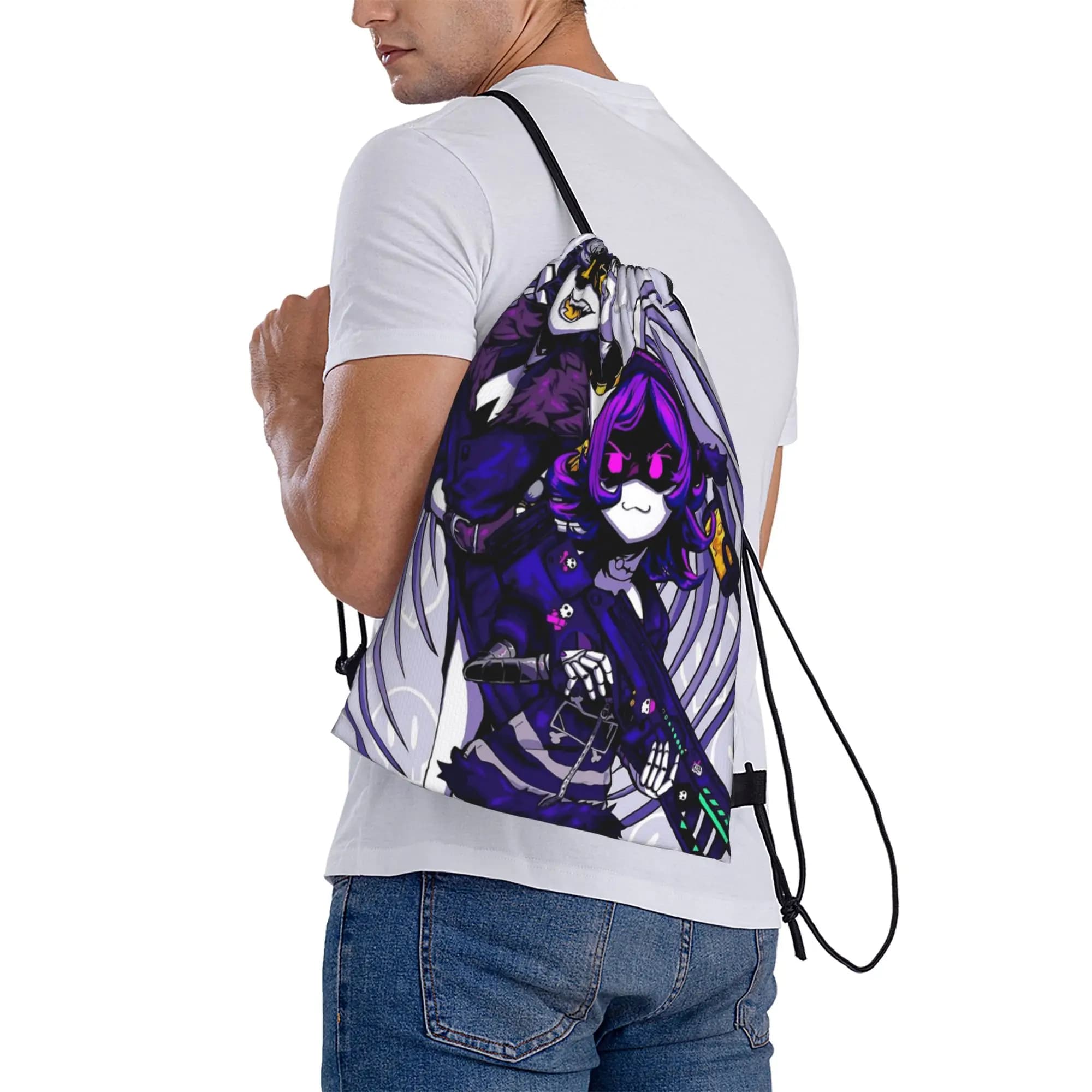 Murder Drones Anime Drawstring Bag Funny Waterproof Sackpack String Bags Men Sports Yoga Backpacks