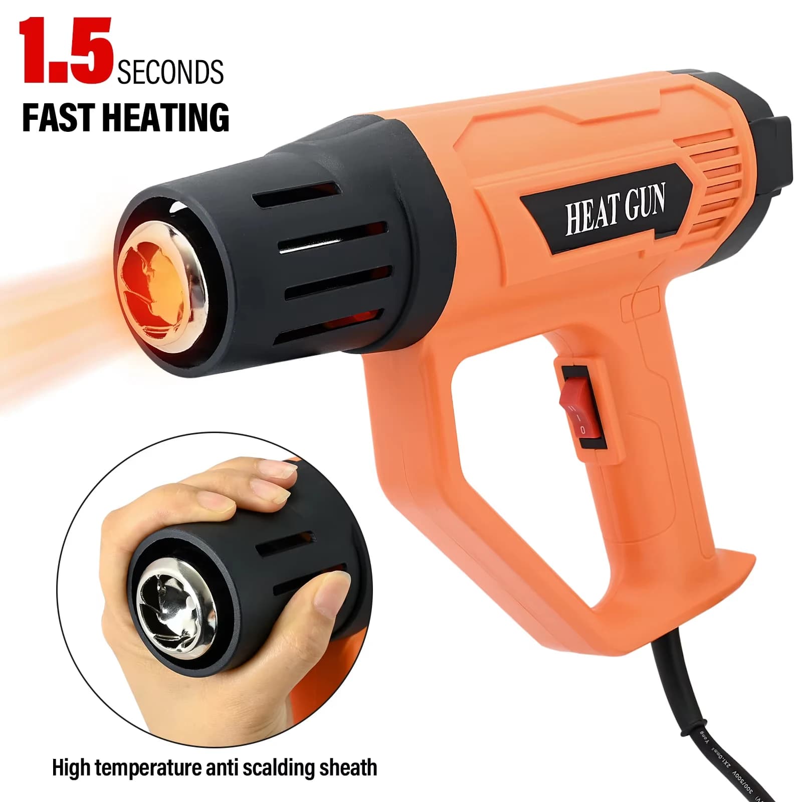 Pistola ad Aria Calda Elettrica EHDIS 220V 2000W con Display Digitale, Asciugatore ad Aria per Pellicole Auto e Termoretraibili