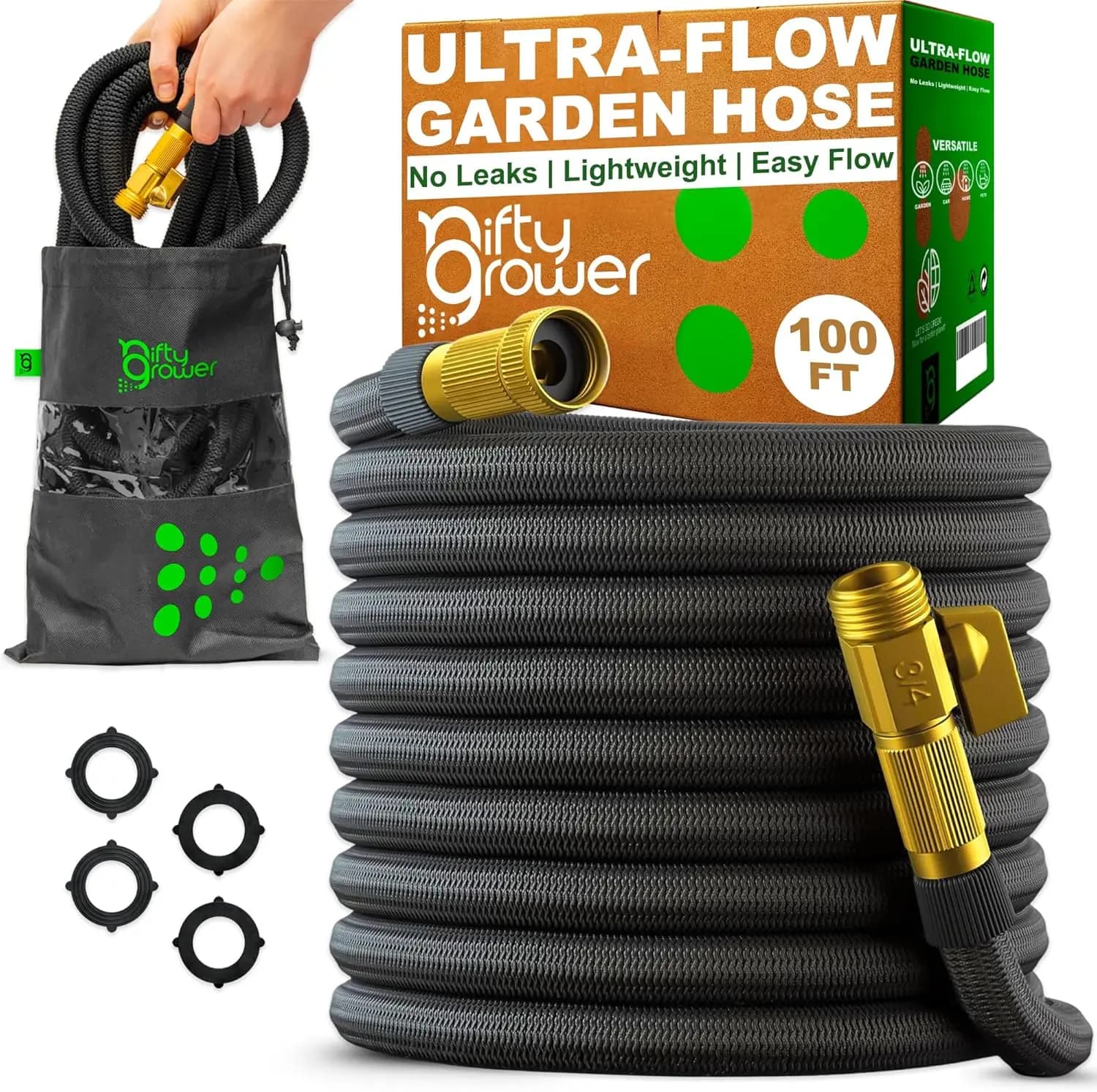 30 Meters Flexible Garden Pipe with Brass Fittings, Lightweight and Anti-Lose for External Irrigation Easy