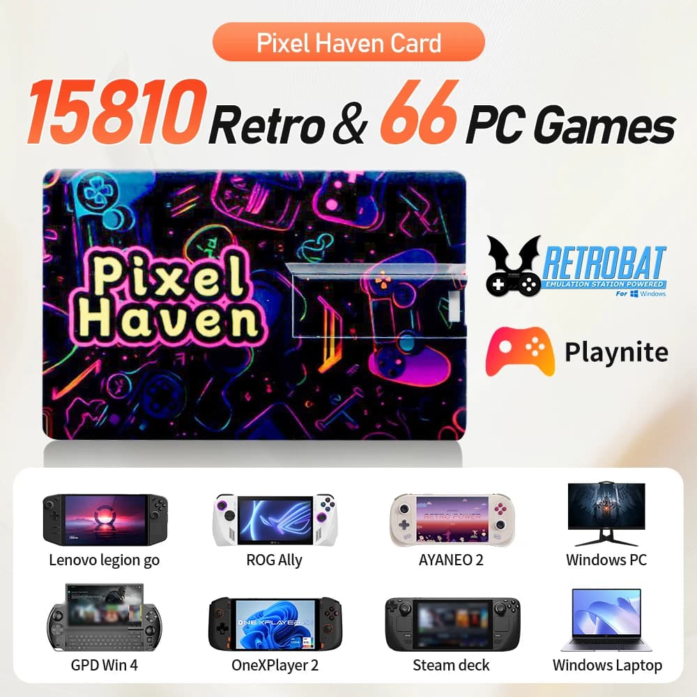 Scheda Pixel Haven con 15876 giochi per XBOX/SWITCH/PS3/PS2/DC/N64/NES per Rog Ally&Legion GO&OneXPlayer&AYANEO WIN PC/portatile