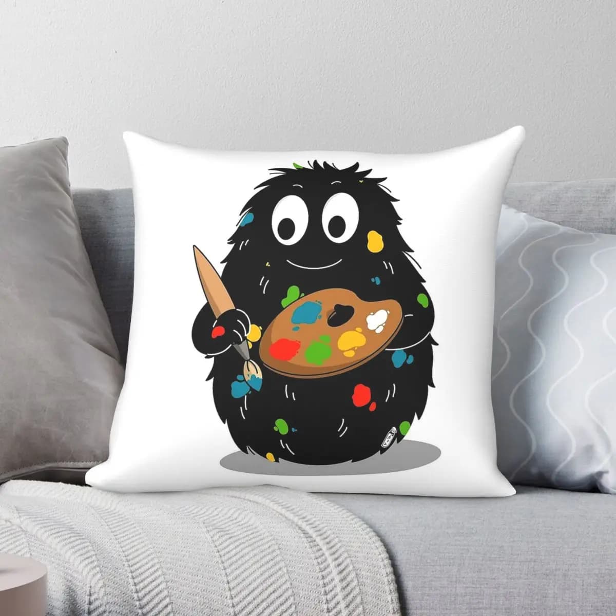 Barbouille Barbapapa Square Pillowcase Polyester Linen Velvet Pattern Zip Decor Sofa Seater Cushion Cover