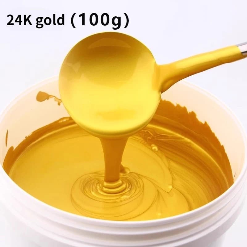 Vernice Dorata in Foglia d'Oro 100g per Decorazioni Fai-da-Te, Ideale per Ferro, Legno e Metallo