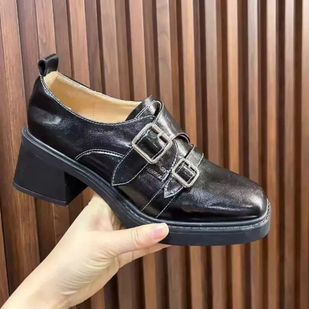Mary Janes 2026 Nuove Scarpe in Pelle Stile Britannico da Donna, Scarpe Mary Jane con Tacco Spesso e Plateau Rialzato