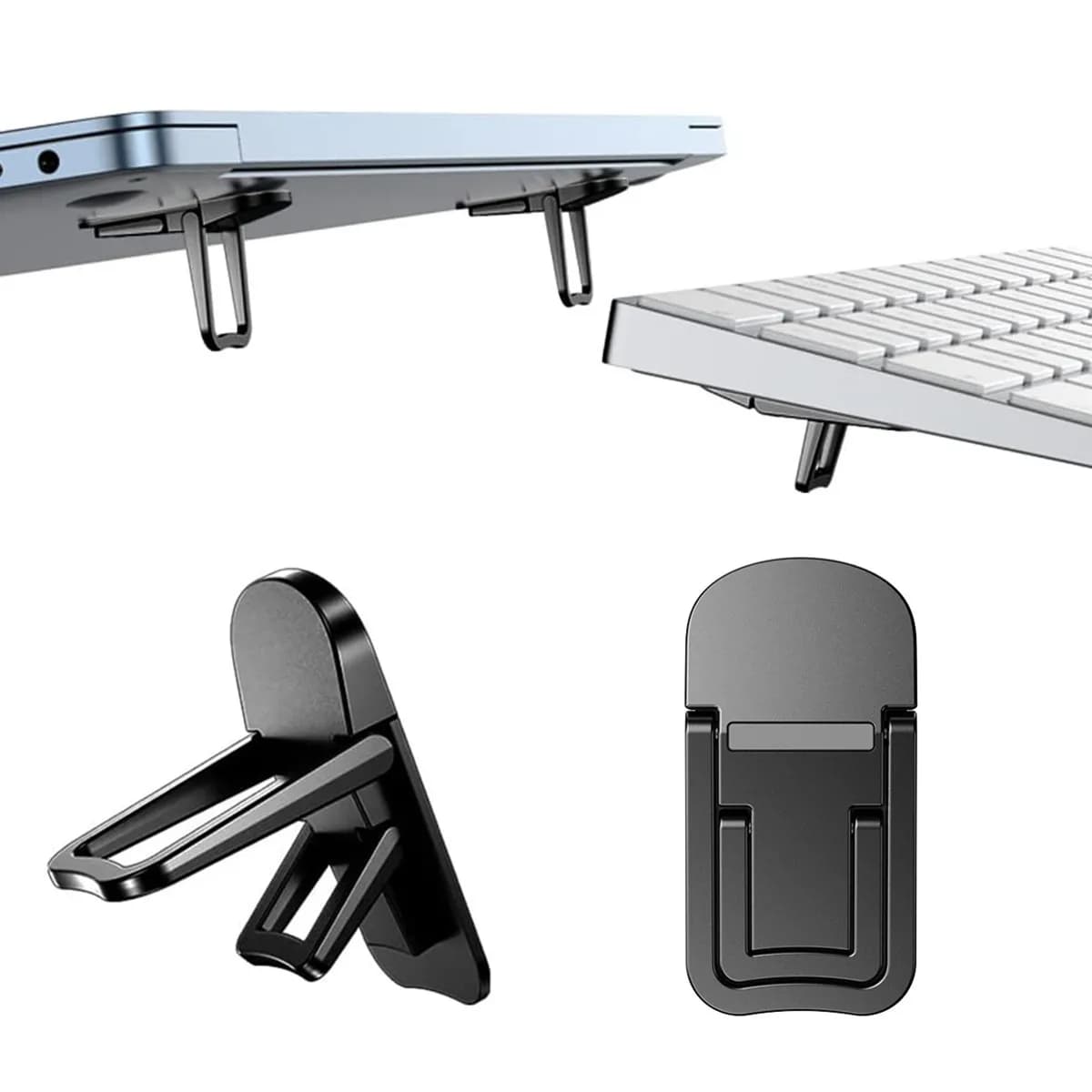 2Piece Portable Invisible Laptop Stand Zinc Alloy Mini Laptop Cooling Pad Foldable Computer Keyboard Riser 10-17 Inches Notebook