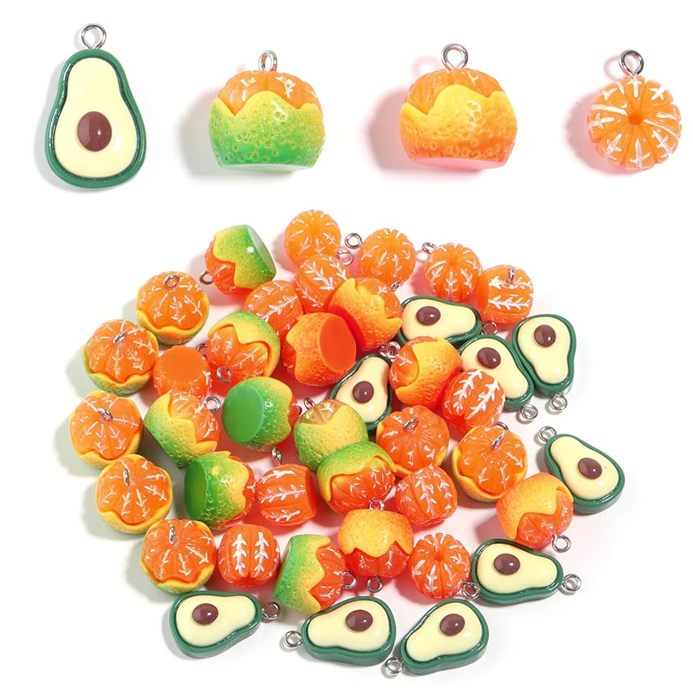 Ciondolo in acrilico da 10 pezzi Mini ciondolo a forma di arancia di Avocado per orecchini fatti a mano fai da te bracciali che fanno accessori all'ingrosso