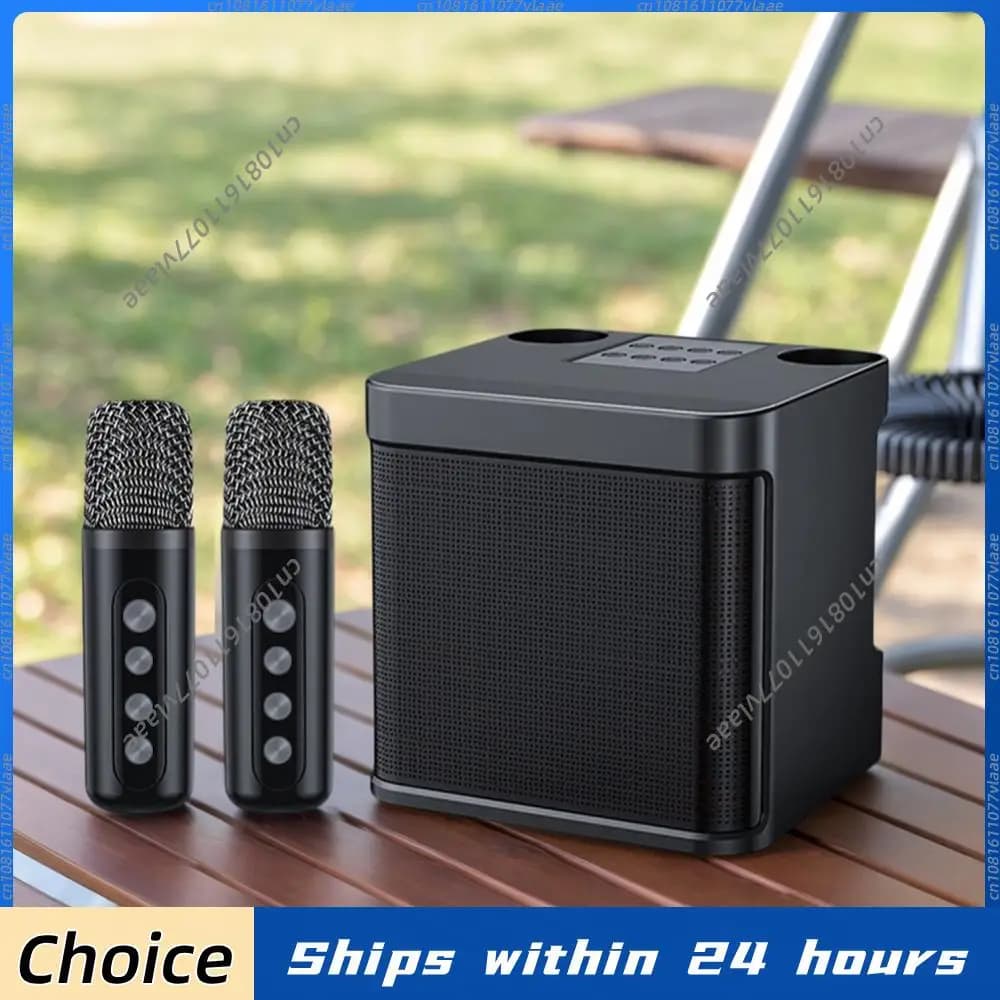 YS203 Macchina per Karaoke Portatile con Doppio Microfono per Adulti e Bambini, Sistema KTV Domestico, Altoparlante HIFI Stereo Bluetooth per Feste in Casa