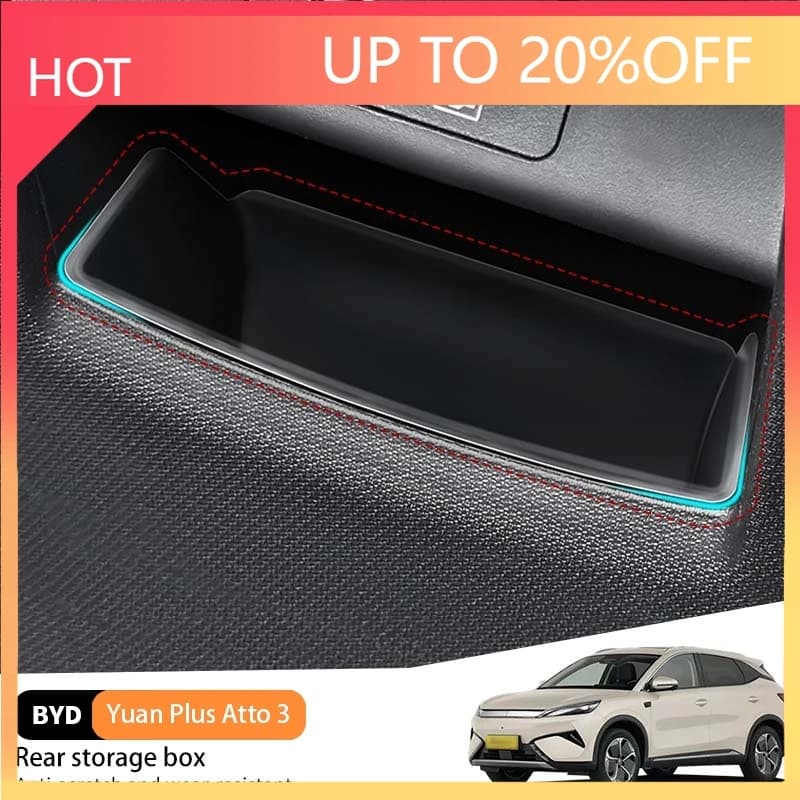 NEW1 For Byd Yuan Plus Atto 3 2022-2024 Car Rear Storage Box Silicone Trash Can Waterproof Organizer Anti-slip Shock absorption