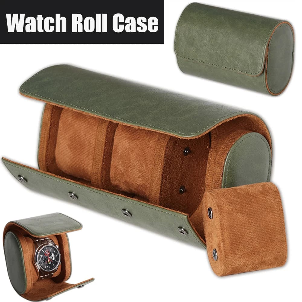 Round Leather Watches 1 2 3 Slots Genuine Storage Box Luxury Travel Bag Watch Case Gift Box for Men Women's Watches