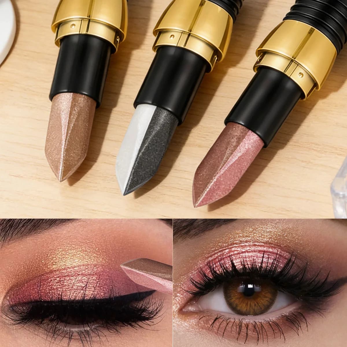 Stick Umbrella Glitterato Bicolor, Stick Illuminant for Eyes, Make Eyes Waterproof Long Lifetime, Metallic Shading
