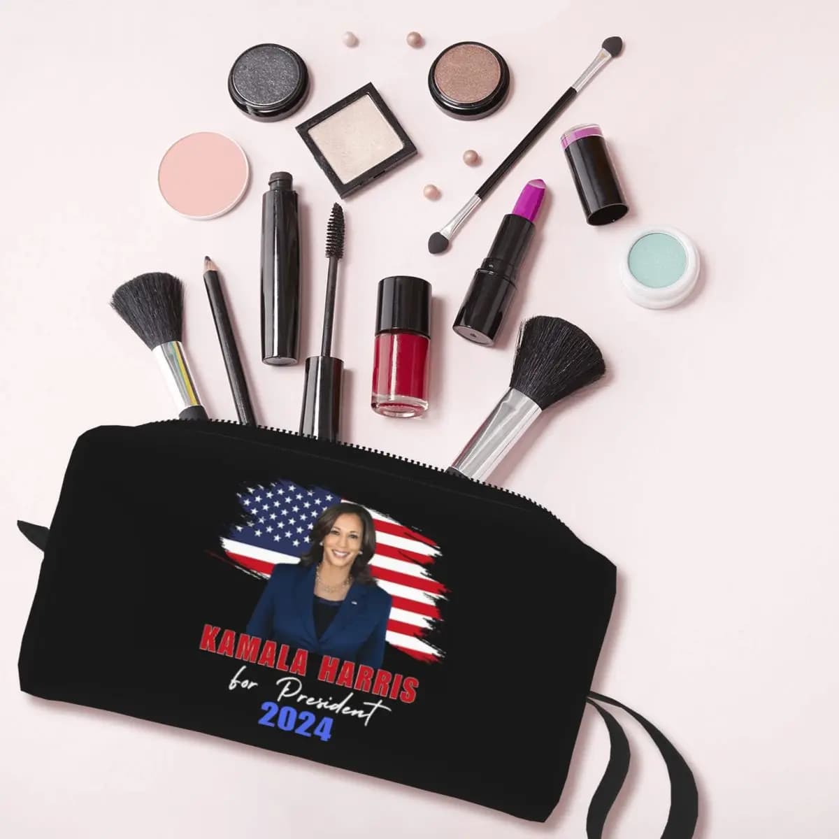 Kamala Harris For President 2024 Makeup Bag Cosmetic Organizer Storage Dopp Kit for Women Beauty Travel Pencil Case