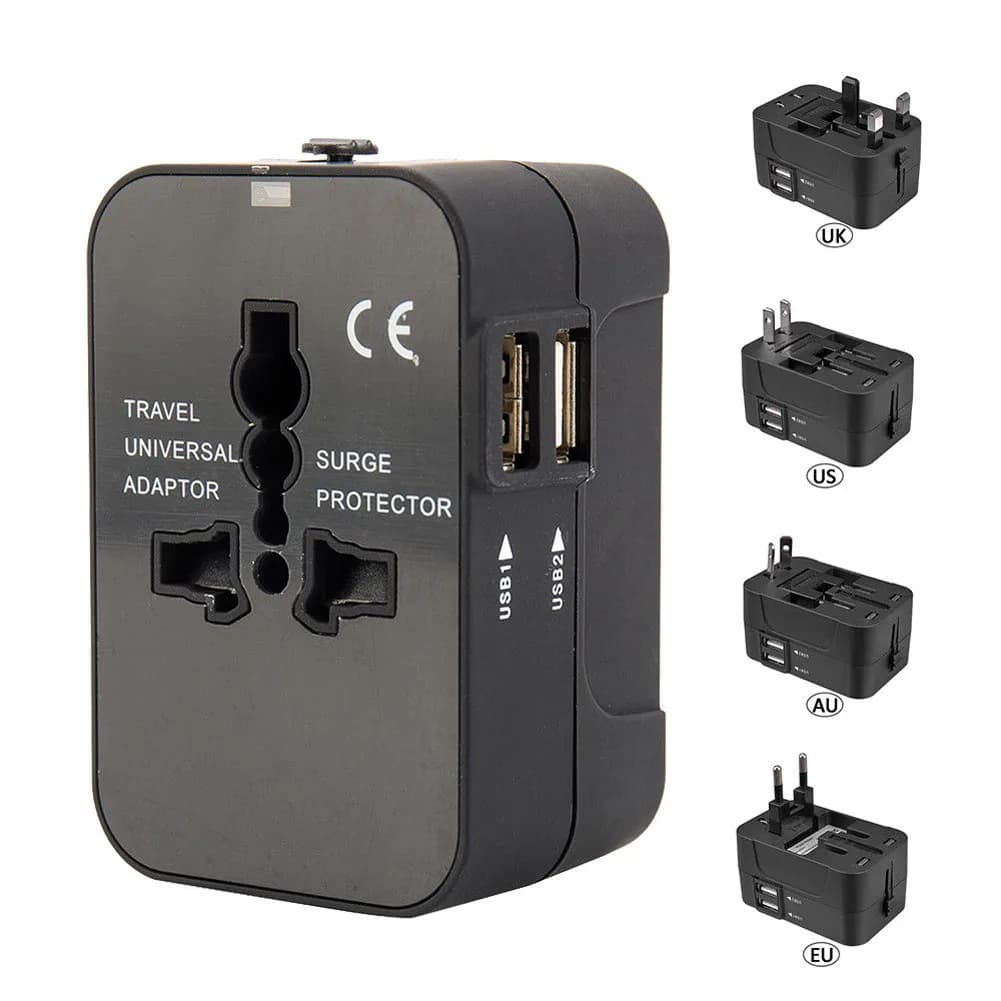 Adattatore da viaggio universale spina multipin doppia presa di corrente USB a 2 porte convertitore caricabatterie EU US UK AU Plug disponibile