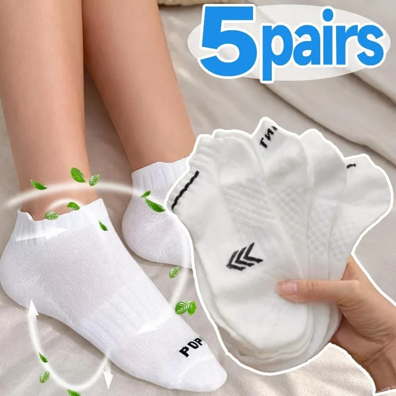 1/5 pairs of breathable socks that absorb sweat, short sports socks for women and men for running, basketball, thin non-slip sports socks for summer