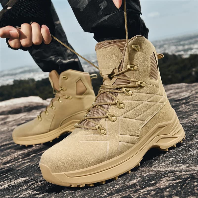 Stivali alti da uomo Scarpe sportive casual traspiranti con lacci antiscivolo Scarpe da trekking da uomo all'aperto basse con lacci resistenti all'usura