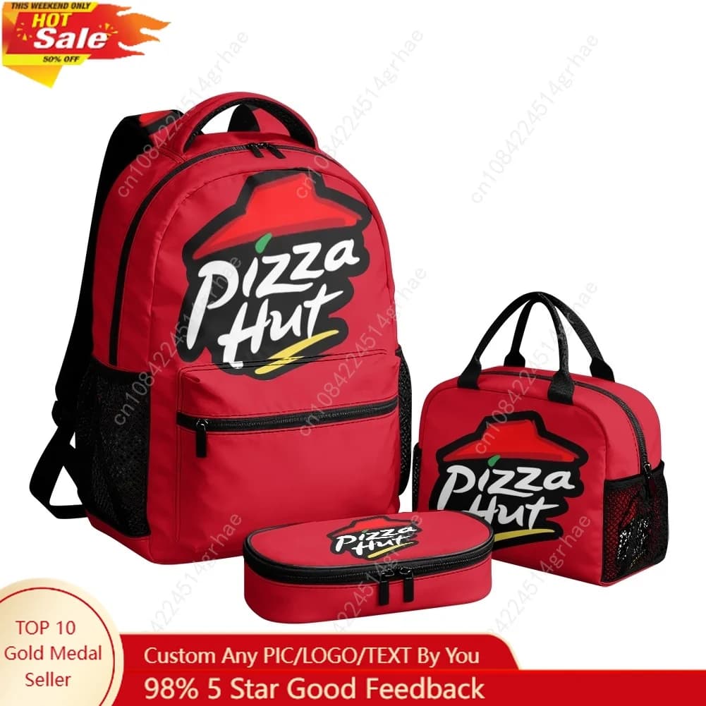 Pizza H-Huts Custom Leisure All-Over Print 3-Piece Backpack Set (Includes Backpack, Lunch Bag, and Pencil Case)