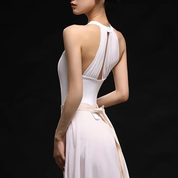 vestito da ballo moderno Vestito da pattinaggio su ghiaccio per ragazze Sala da ballo Balletto Costumi di danza Ginnastica Body Dress per abbigliamento da ballo lirico