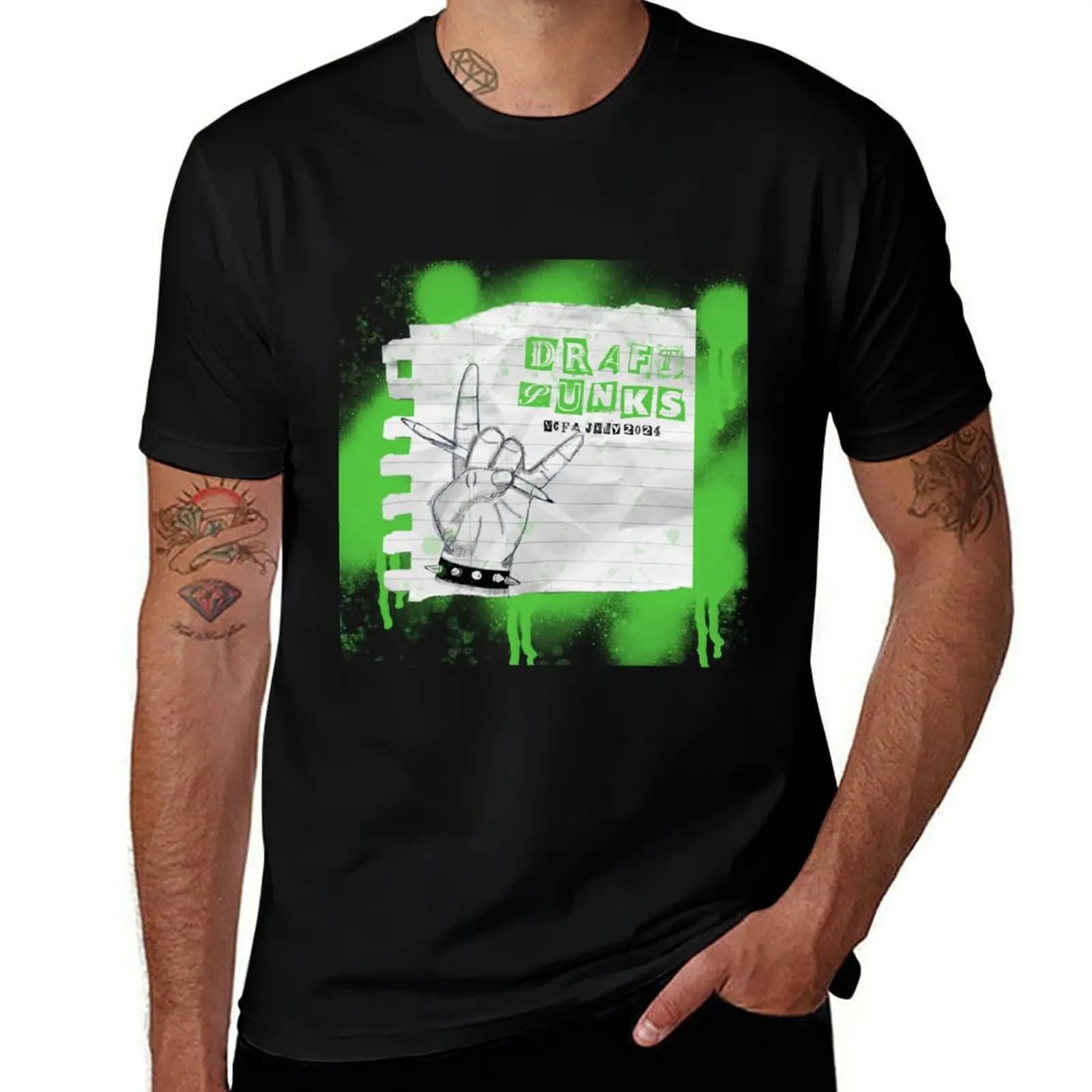 Hand Spike Bracelet Text Above T-Shirt Stretch Fabric Comfort T-Shirt