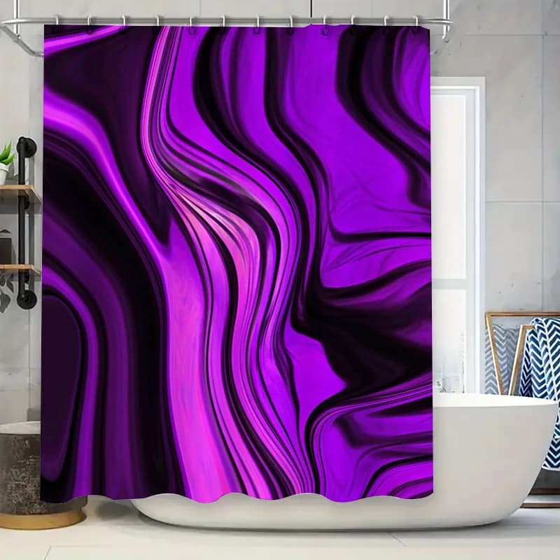 Tenda da doccia in peluche di lusso con design astratto moderno per l'arredamento del bagno Viola Nero Arcobaleno Swirl Pattern Home Decor Waterpr