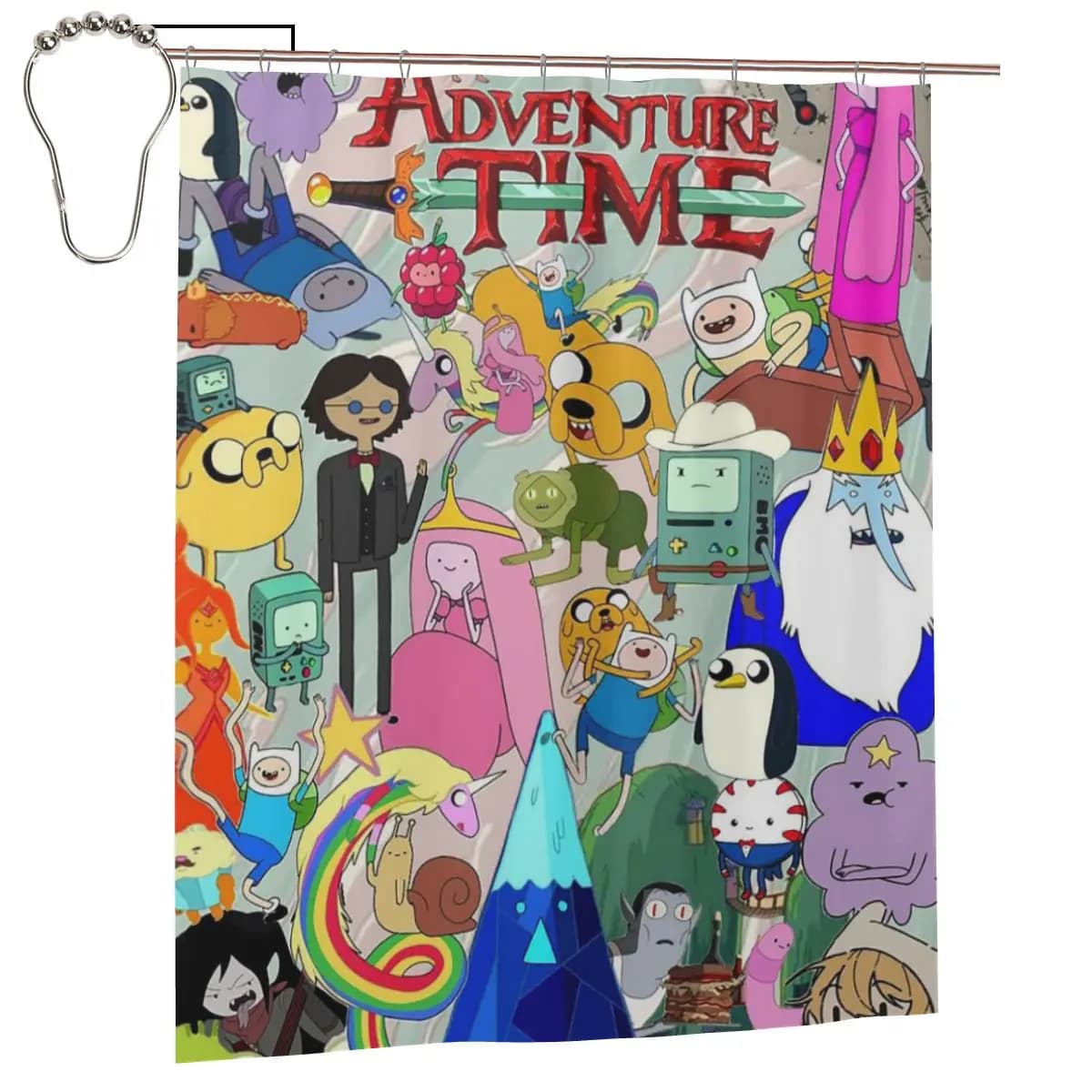 Tenda da doccia AdventureTime Cartoon Game, tende da bagno impermeabili in poliestere con ganci