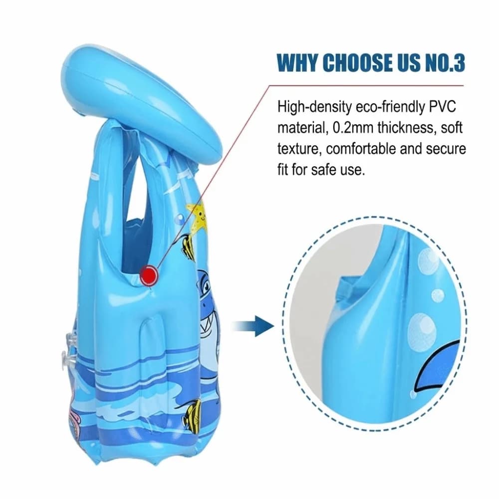 Giubbotto di sicurezza per bambini in PVC con airbag indipendenti, giubbotti di salvataggio regolabili per bambini, giubbotto galleggiante gonfiabile riutilizzabile per bambini
