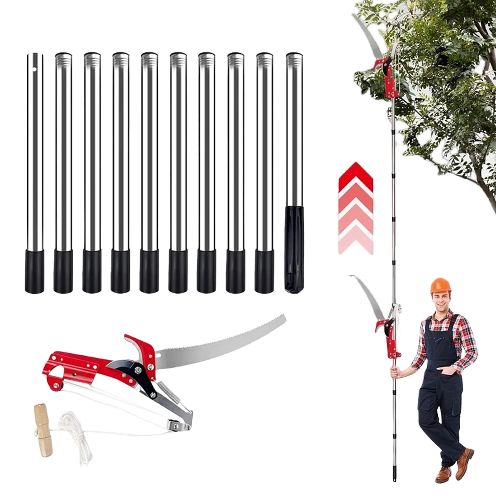 13ft High Altitude Branch Shears with Handle Telescopic Pruning Shears for Trees Branches Cutting and Fruit Picking