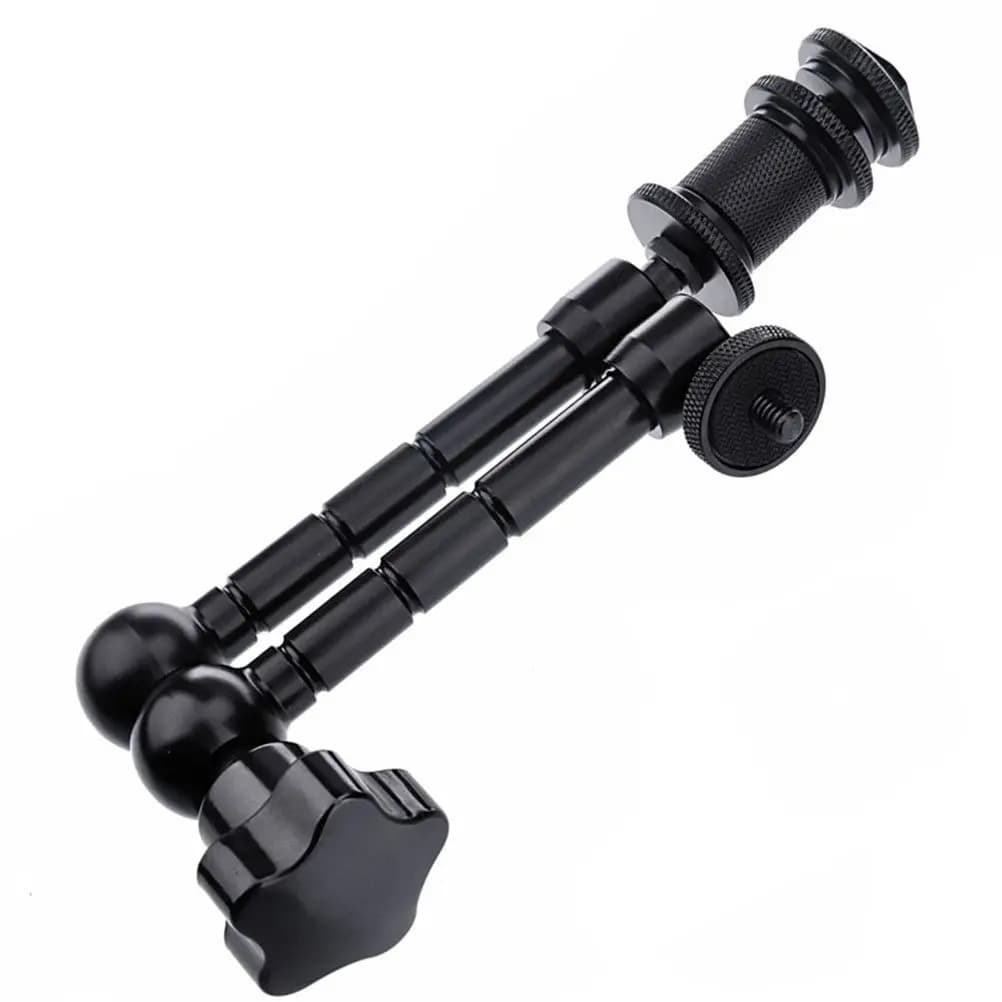 Support for 2 Arms Articulated Monitor Adjustable by Pollyci, Flexible for LED Lights, Cameras and Display