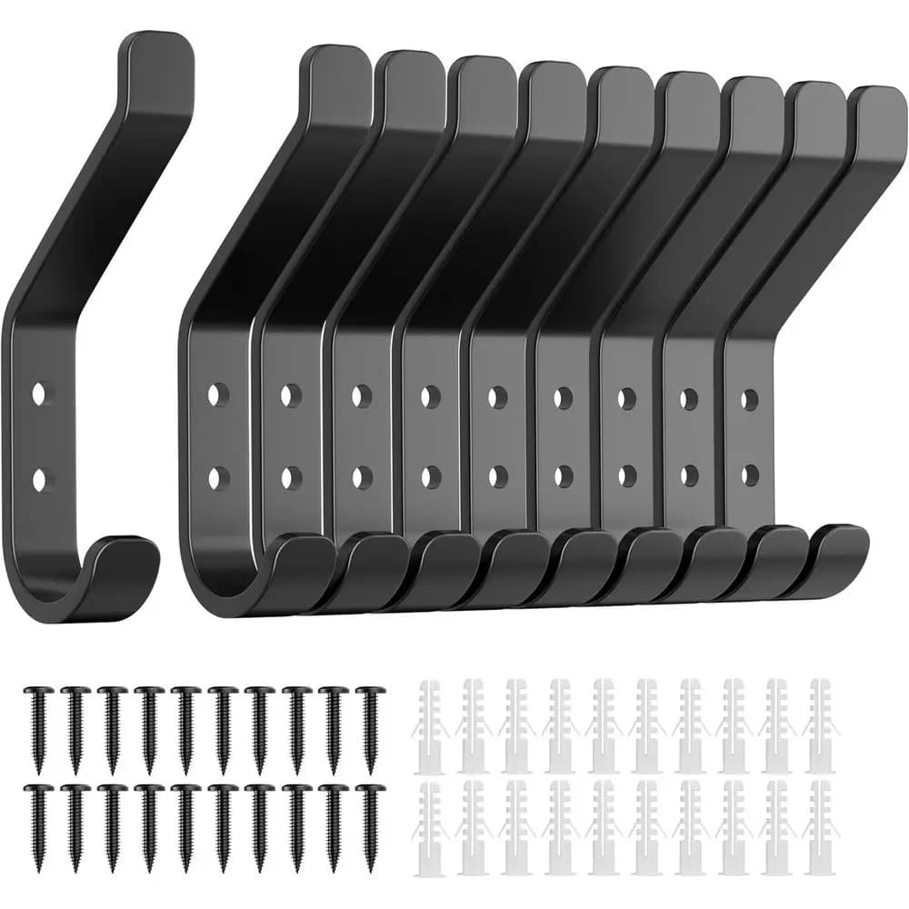 Pack of 10 Hangers or Hangers, 20 pounds (maximum), Stainless Steel Wall Hooks for Towels, Hats, Backpacks, Keys, Clothes, Wall Hangers or Multipurpose Hooks