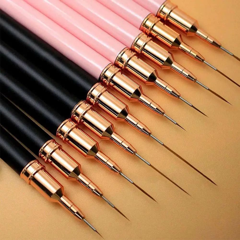 Set di 5 Pennelli per Nail Art, Pennelli Professionali per Manicure, per Disegno di Linee, Strisce Francesi, Fiori e Gel UV