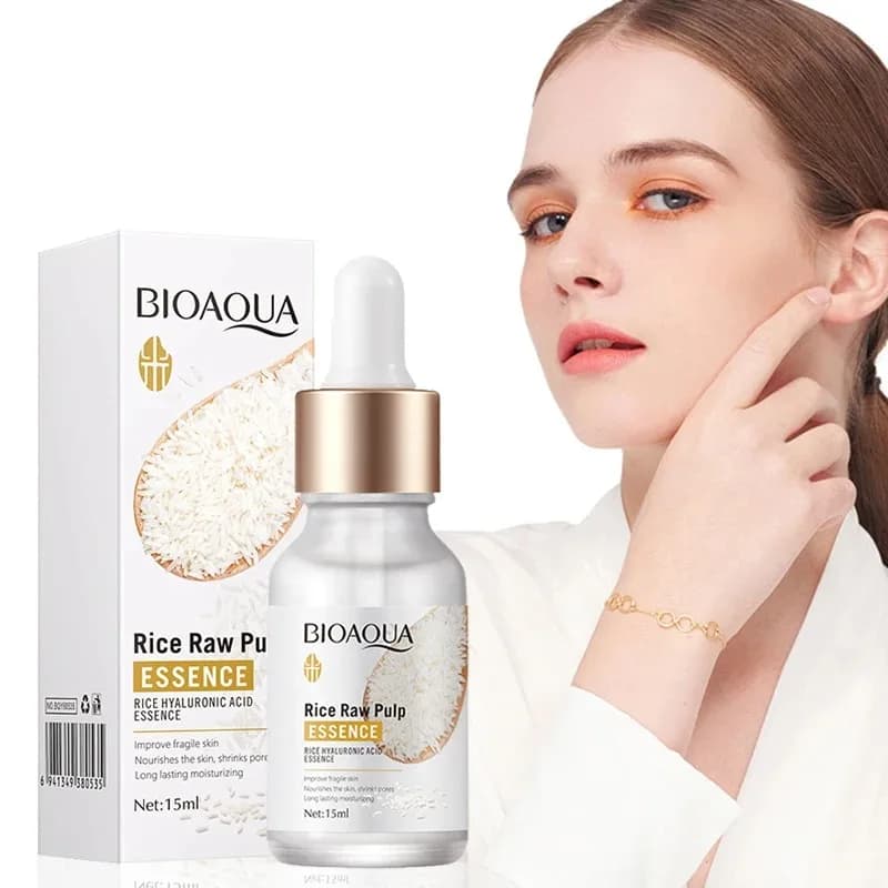 Siero di polpa cruda di riso Acido ialuronico Viso Nutriente Idratante Sbiancante Antirughe Riduce i pori Cura della pelle Bellezza Salute