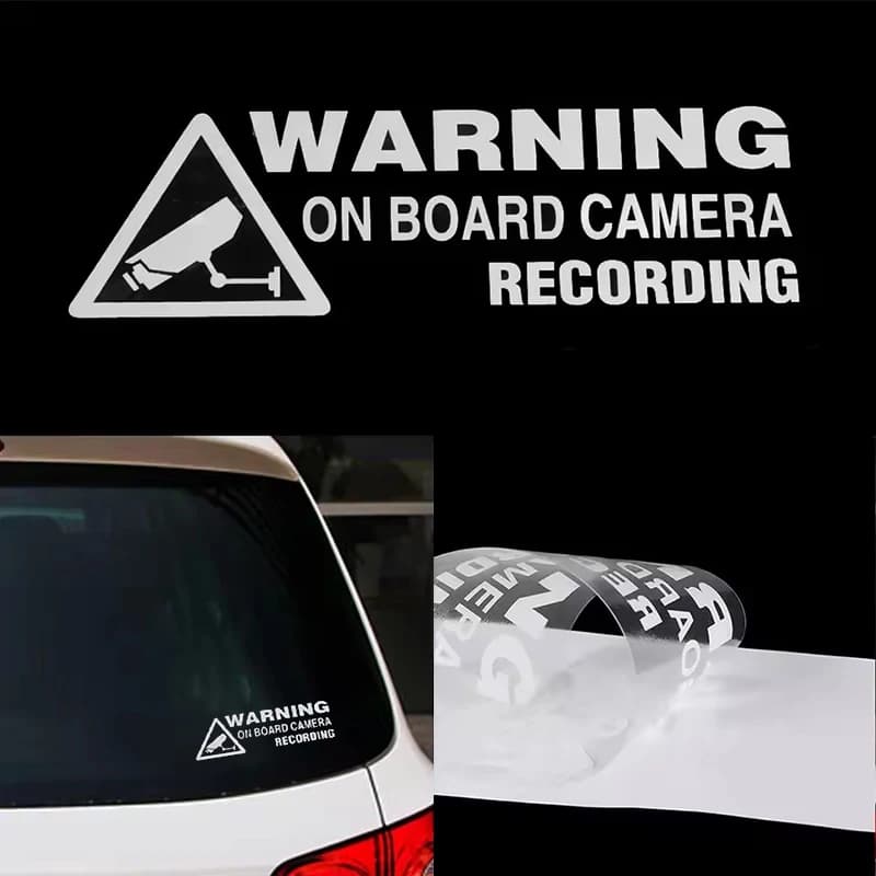 Adesivo per auto bianco Avvertimento a bordo Registrazione fotocamera Auto camion Porta finestra Decorazione in vinile Decalcomania per lo styling Accessori per automobili