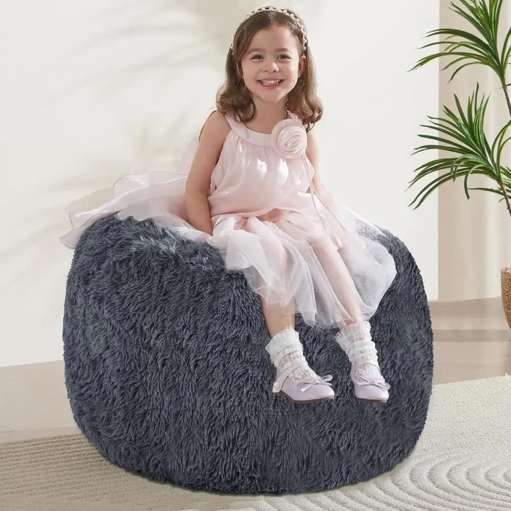 Copertura per sacchi di fagioli (senza riempitivo), coperture per sacchi di fagioli per animali di peluche per bambini, morbida pelliccia sintetica lavabile con maniglia tascabile, Co