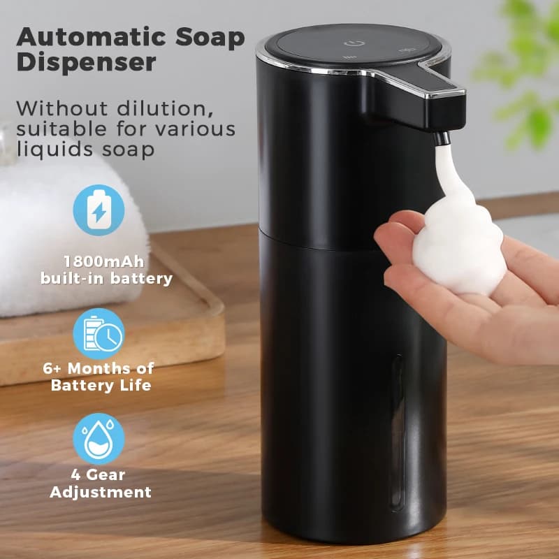 Nuovo dispenser automatico di sapone a parete in schiuma per lavatrice a mano intelligente sensore di induzione per bagno ricaricabile liquido da 400 ml