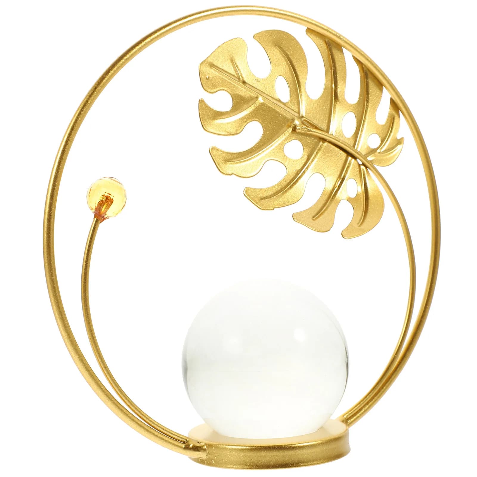 Set di 1 Sfera di Cristallo Monstera con Supporto, Ornamento Decorativo da Tavolo per Casa, Sfera di Cristallo Trasparente per Soggiorno, Camera da Letto, Ufficio