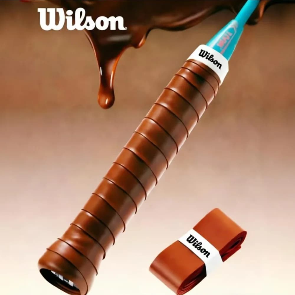 5 pieces Wilson Overgrip PU Antislip for Tennis Rackets, sweat absorbent band, Grip Wall decal for Badminton and Padel Rackets, Brown