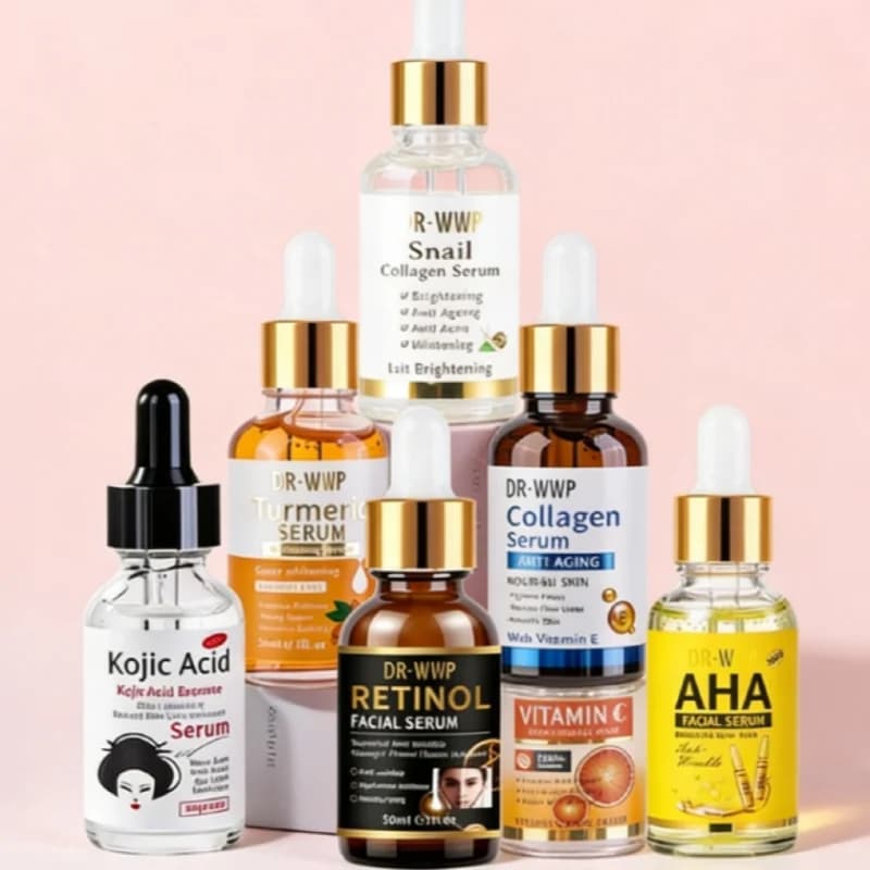 Korean Face Serum with Collagen, Vitamin C and Kojico Acid, Lifting Effect, Rassodante, Hydratante, Lenitivo, Uniforms Skin Tone