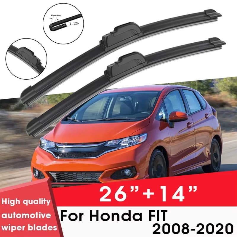 Car Wiper Blade Blades For Honda FIT 2008-2020 26"+14" Windshield Windscreen Clean Naturl Rubber Car Wipers Accessories