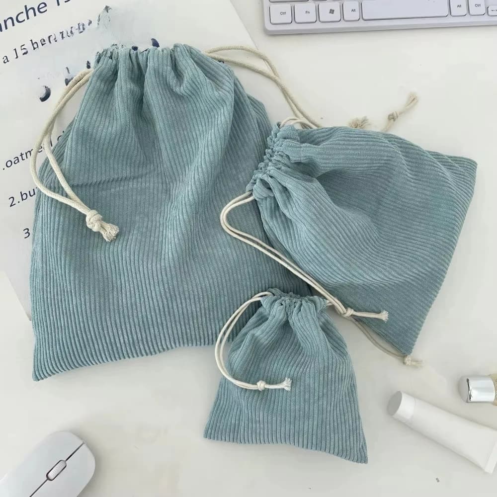 Borse per cosmetici con coulisse in velluto a coste tinta unita Confezione regalo di Natale Borsa per riporre cosmetici da viaggio Custodia per cosmetici per rossetti